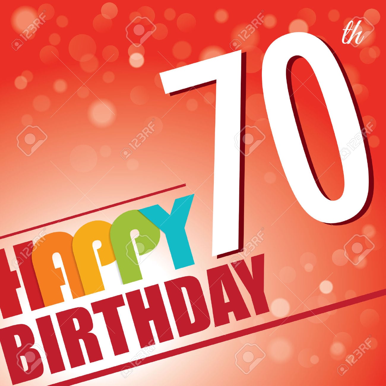 70th Birthday Party Invite Template Design In Bright And Colourful