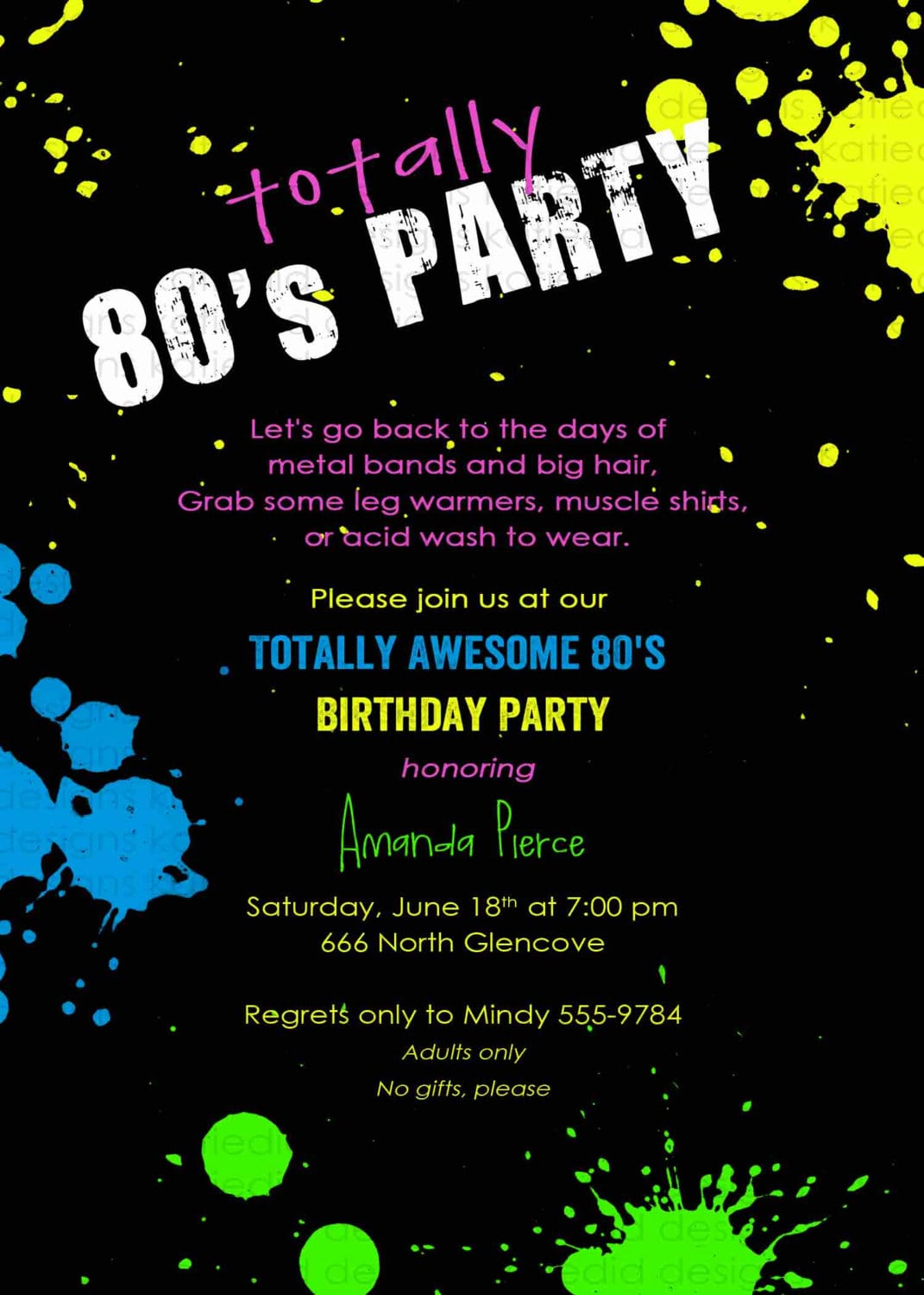 80s Birthday Invitation Totally Awesome 80s Party Retro Retirement