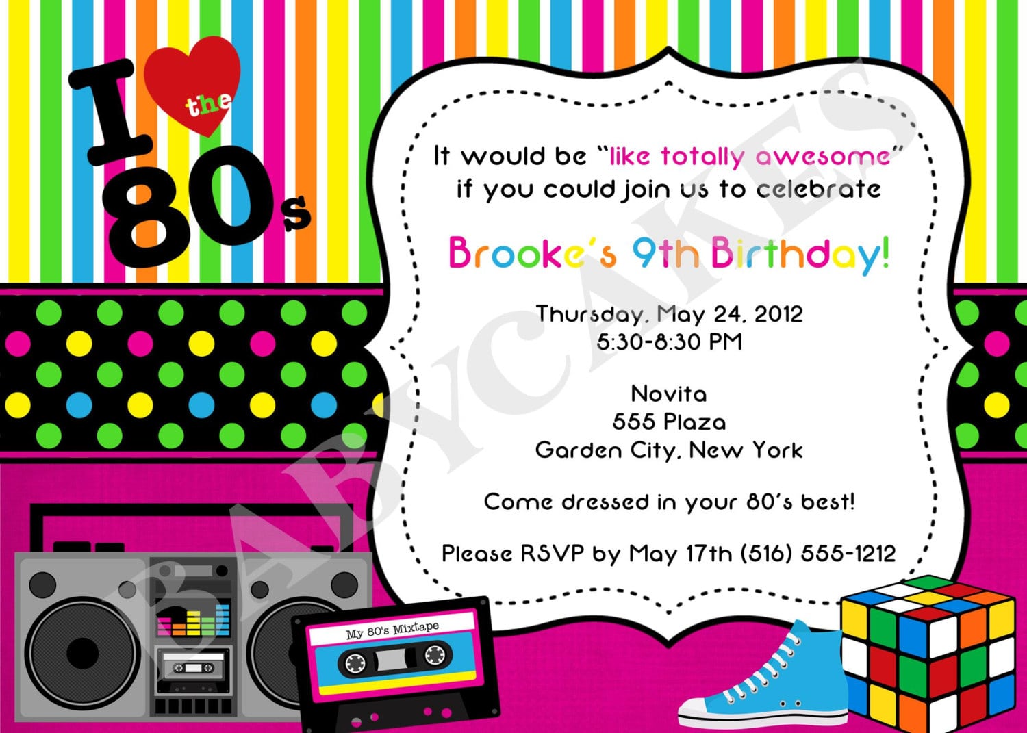 80's Invitation 80's Birthday 80's Theme Birthday