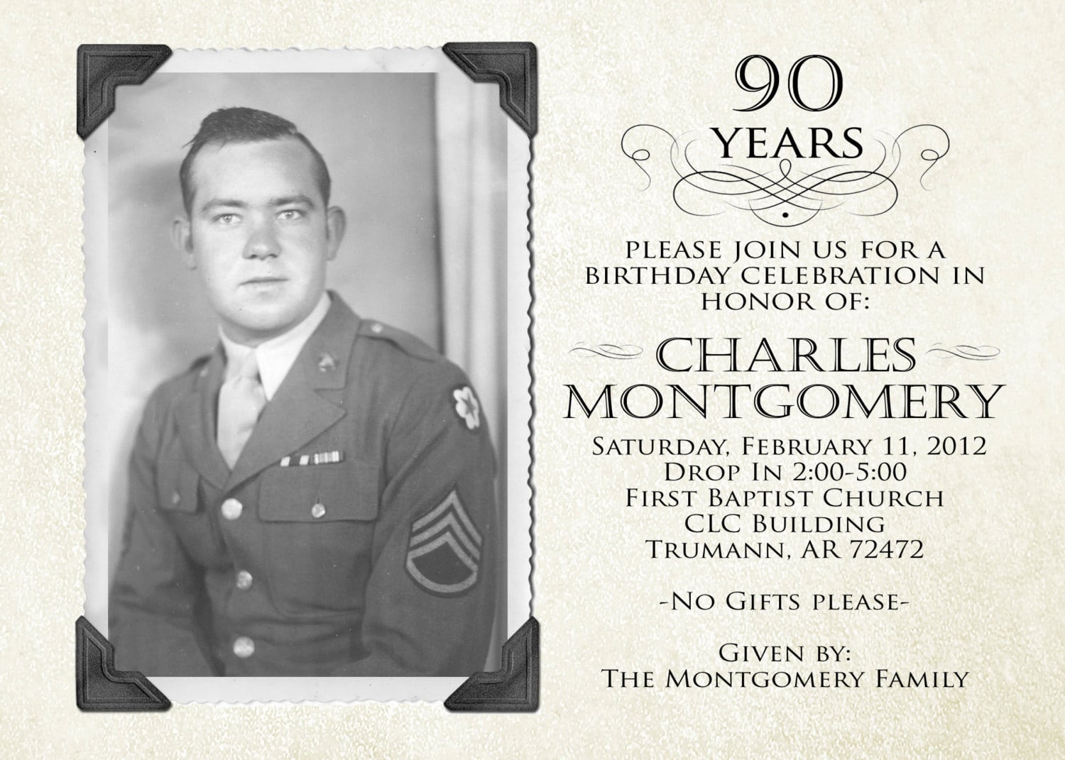 90th Birthday Invitation