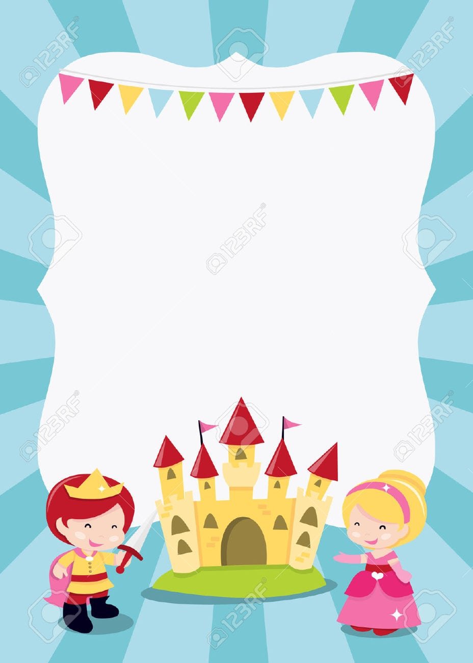 A Cartoon Illustration Of A Princesses, Prince And Knight Party