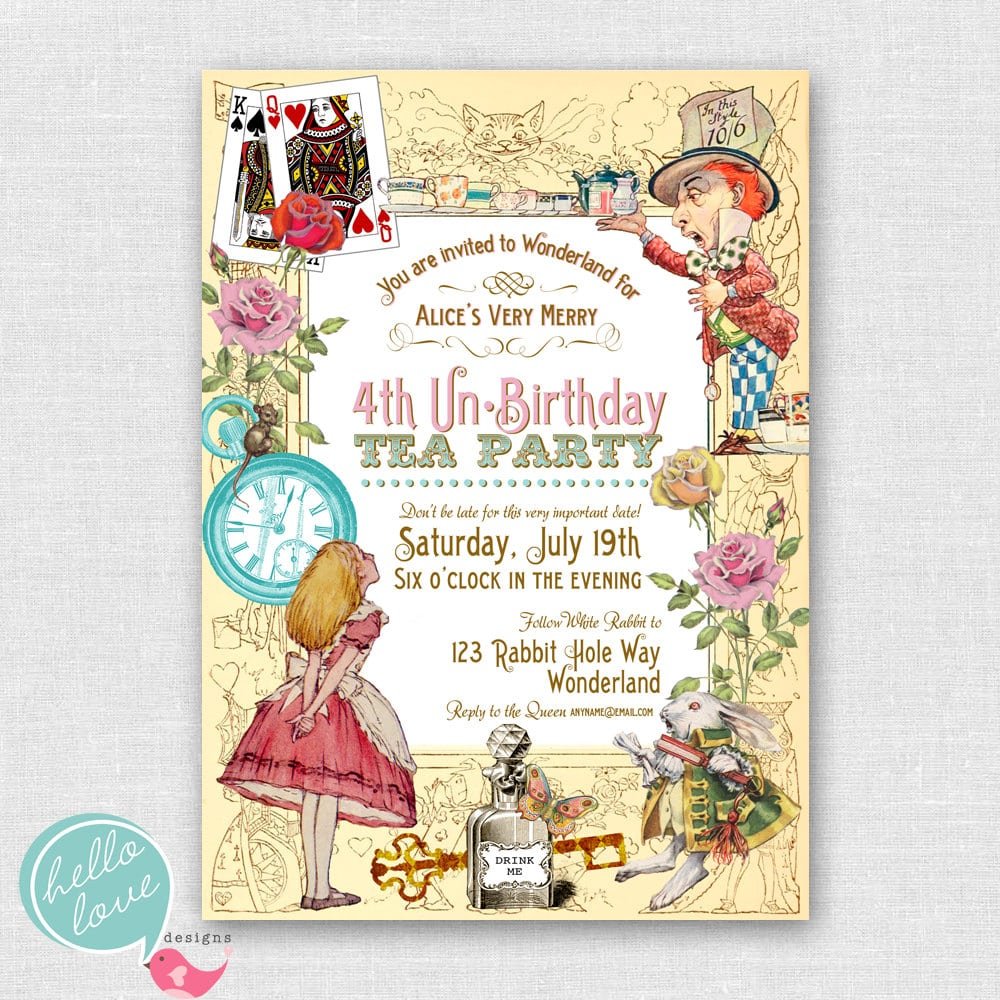 Alice In Wonderland Birthday Party Invitations Free