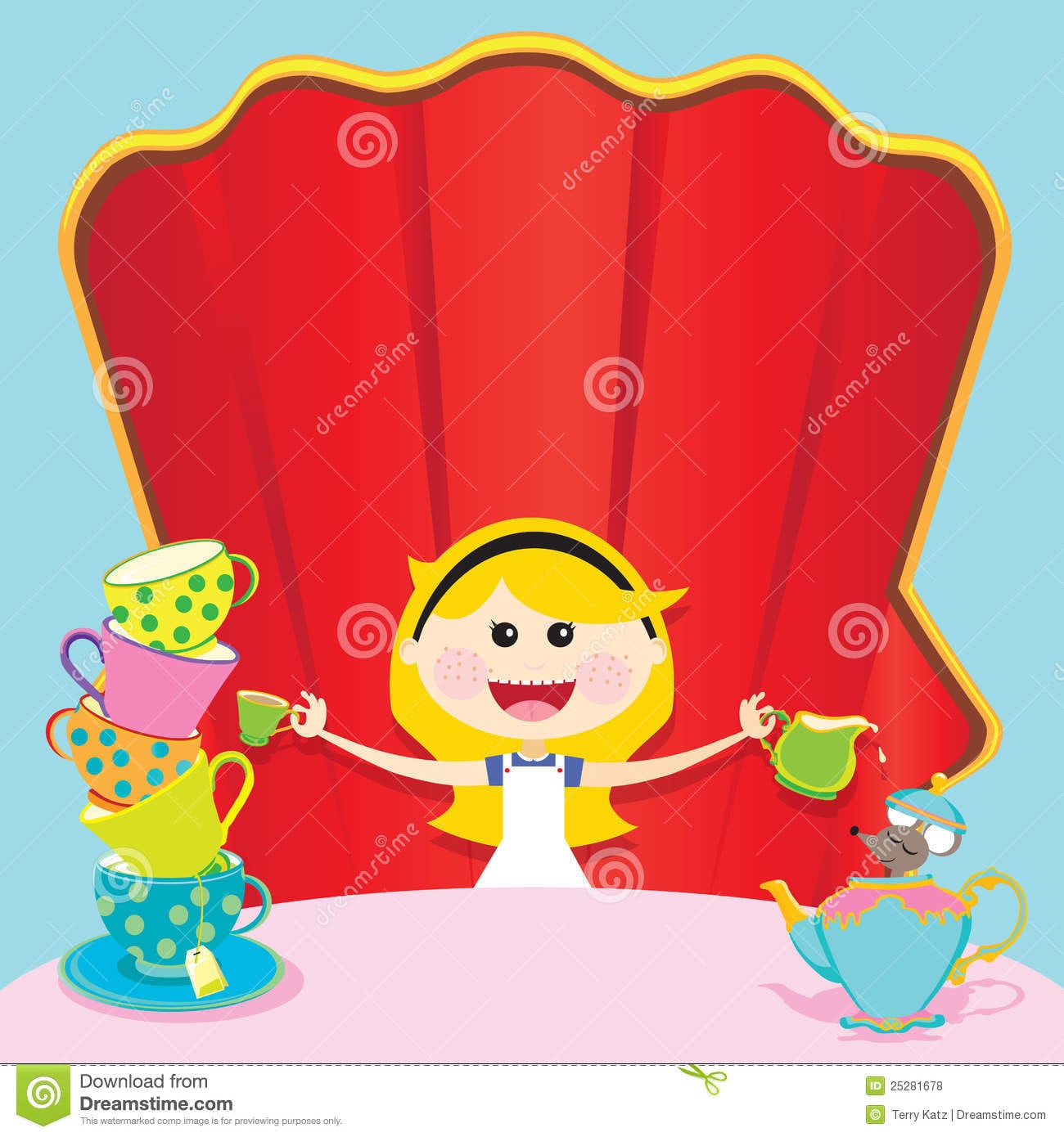 Alice In Wonderland Unbirthday Party Invitation Royalty Free Stock