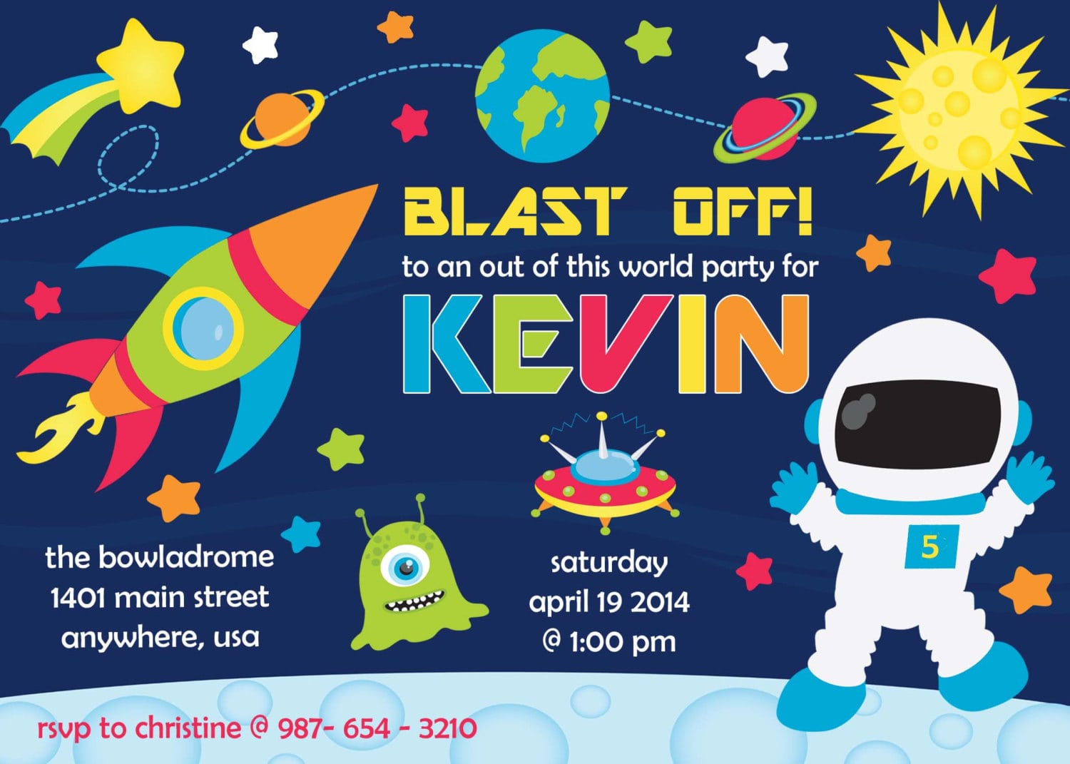 Alien Birthday Party Invitations For Boys