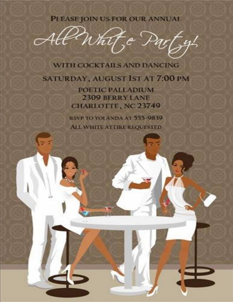 All White Birthday Invitations Design Fascinating Theme Party