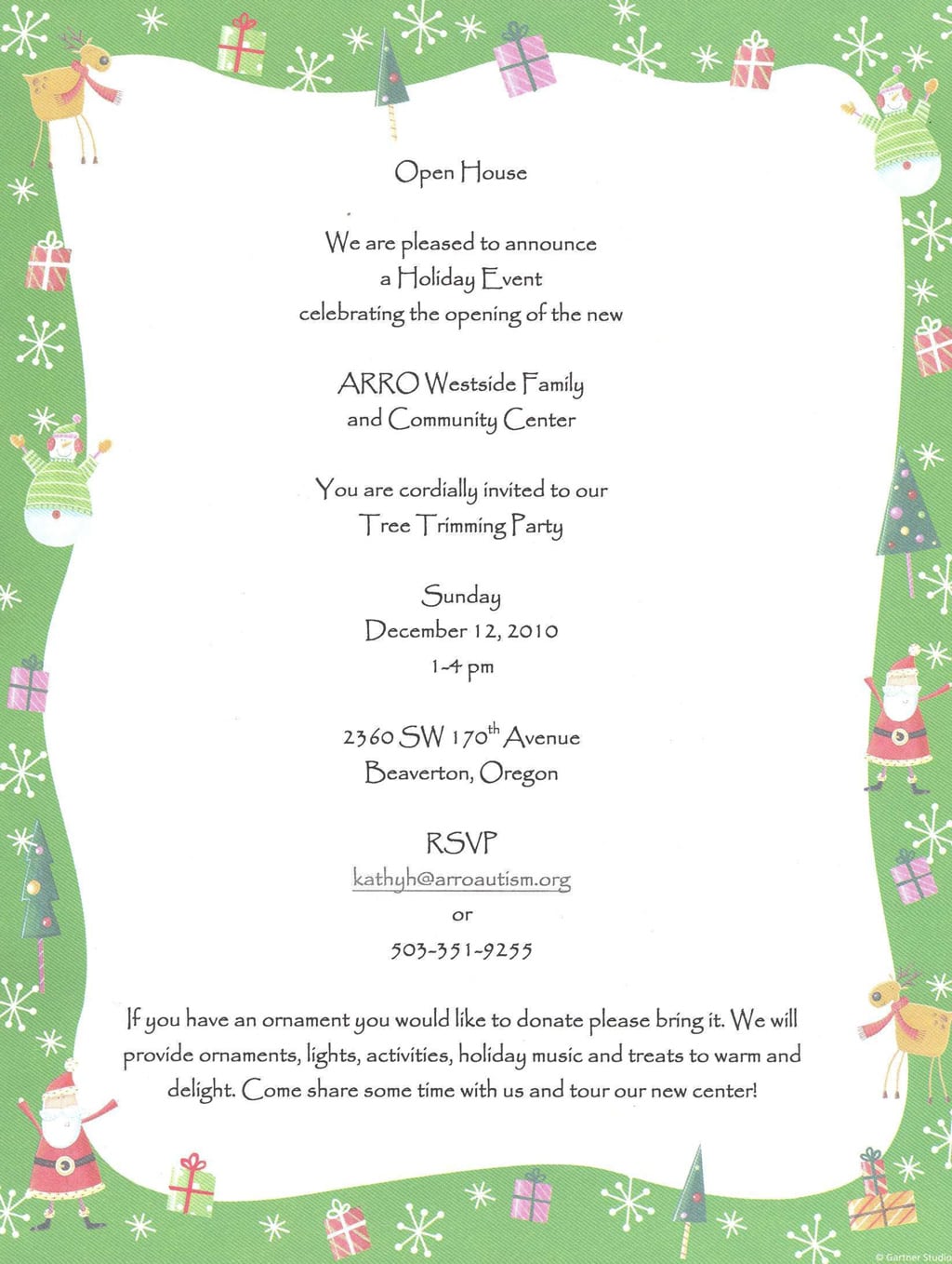 Arro Tree Trimming Party Open House 12 December 2010