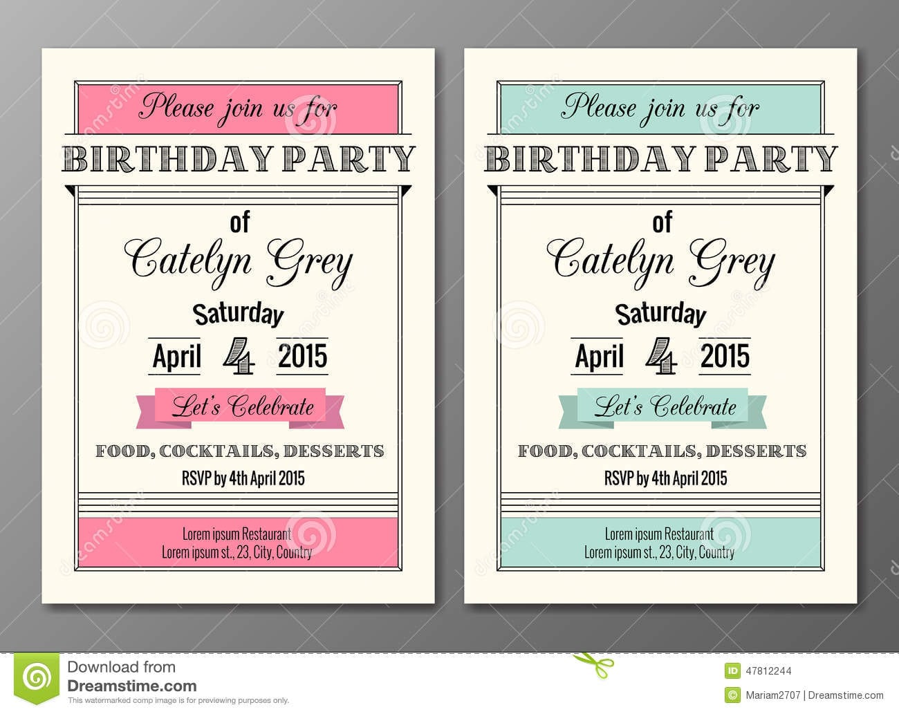 Art Deco Birthday Party Invitation Stock Vector
