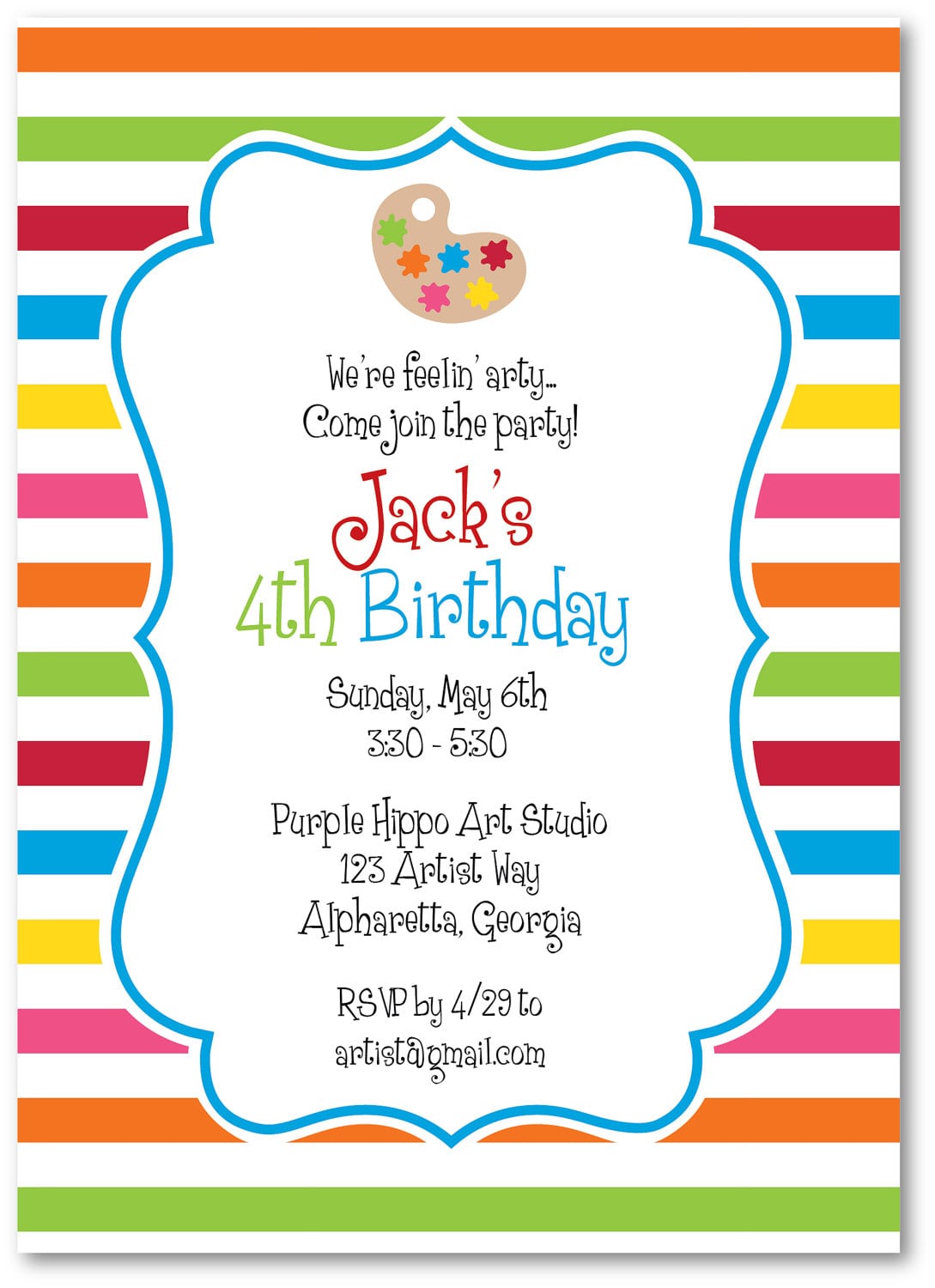 Art Party Invitations By Thepreppyladybug On Etsy
