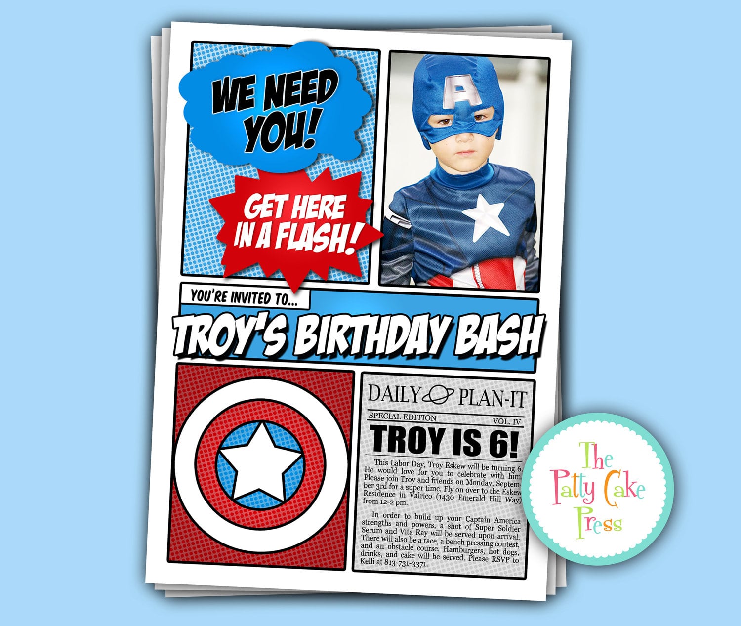 Avengers Invitation With Photo, Birthday Party Custom Printable