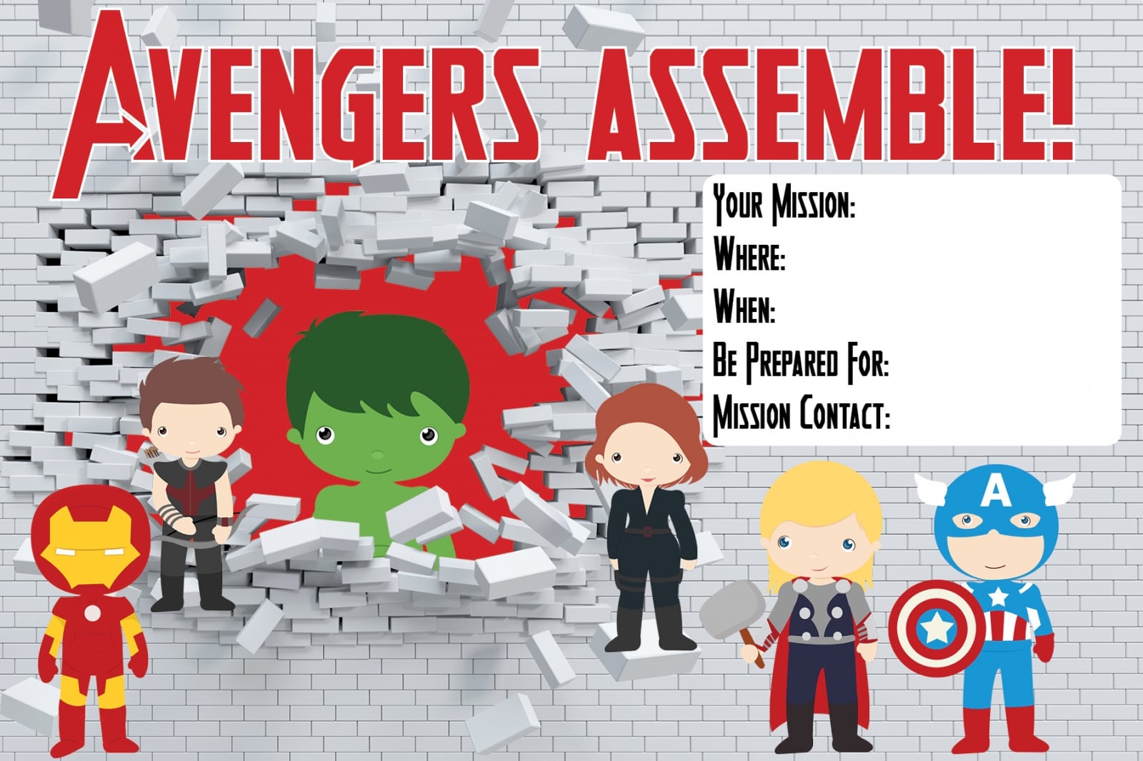 Avengers Party Invitations Printable Free