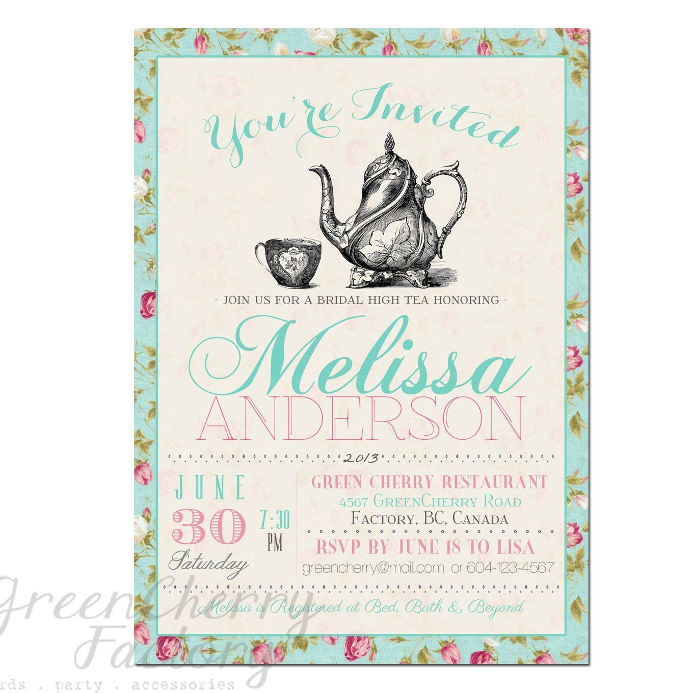 Baby Shower Invitations Tea Party