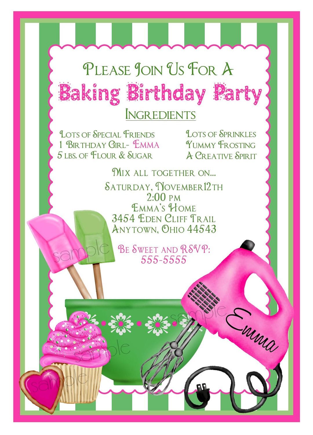Baking Birthday Party Invitations Preppy Baking Kitchen