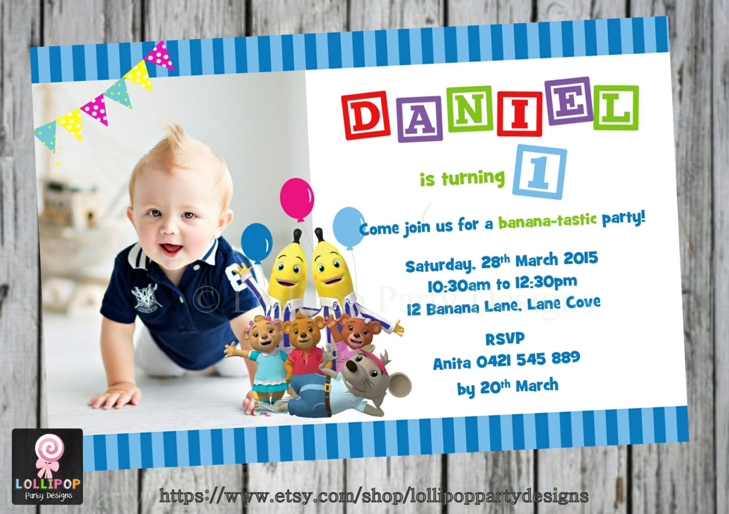 Bananas In Pyjamas Invitation