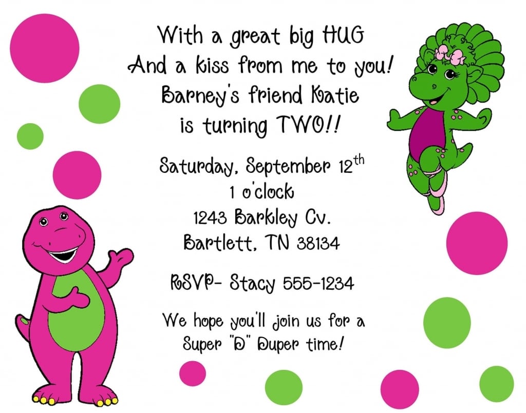 Barney Birthday Invitation Templates Barney Invitations Card