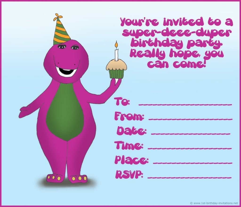 Barney Birthday Party Invitations 1000 Images About Barney