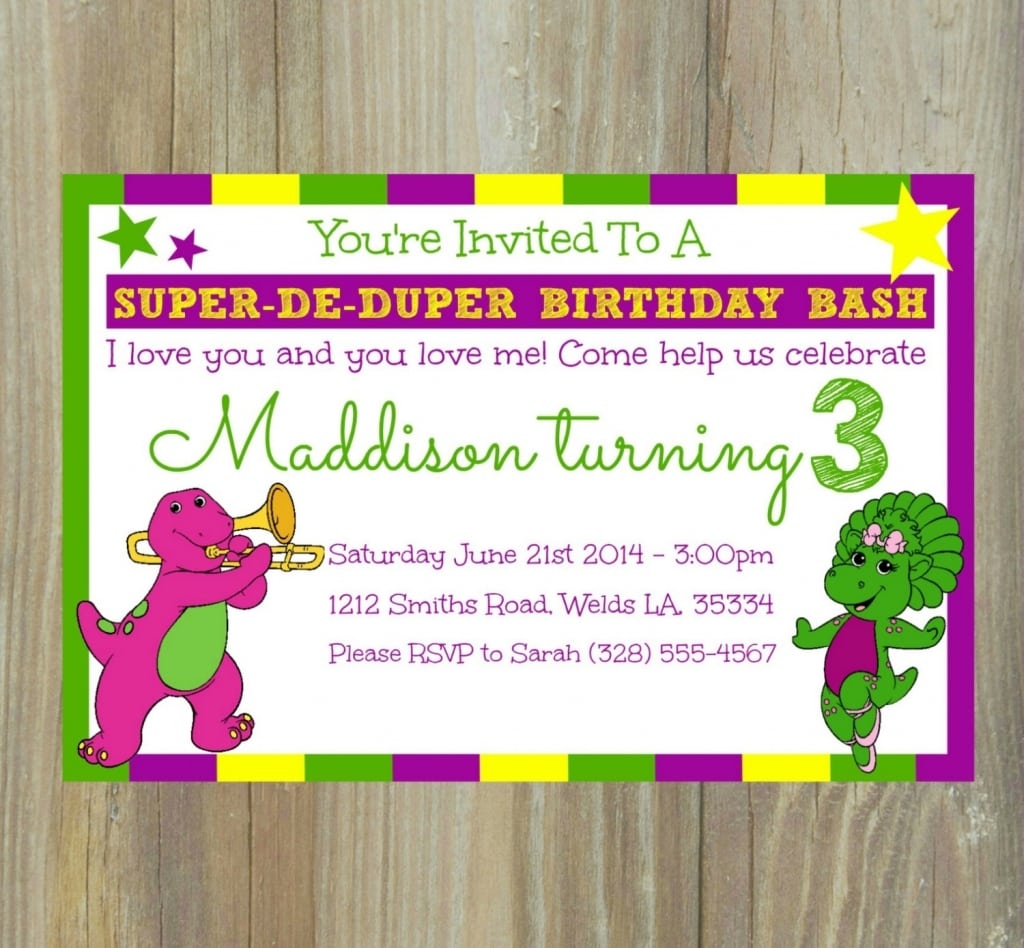 Barney Birthday Party Invitations 1000 Images About Barney