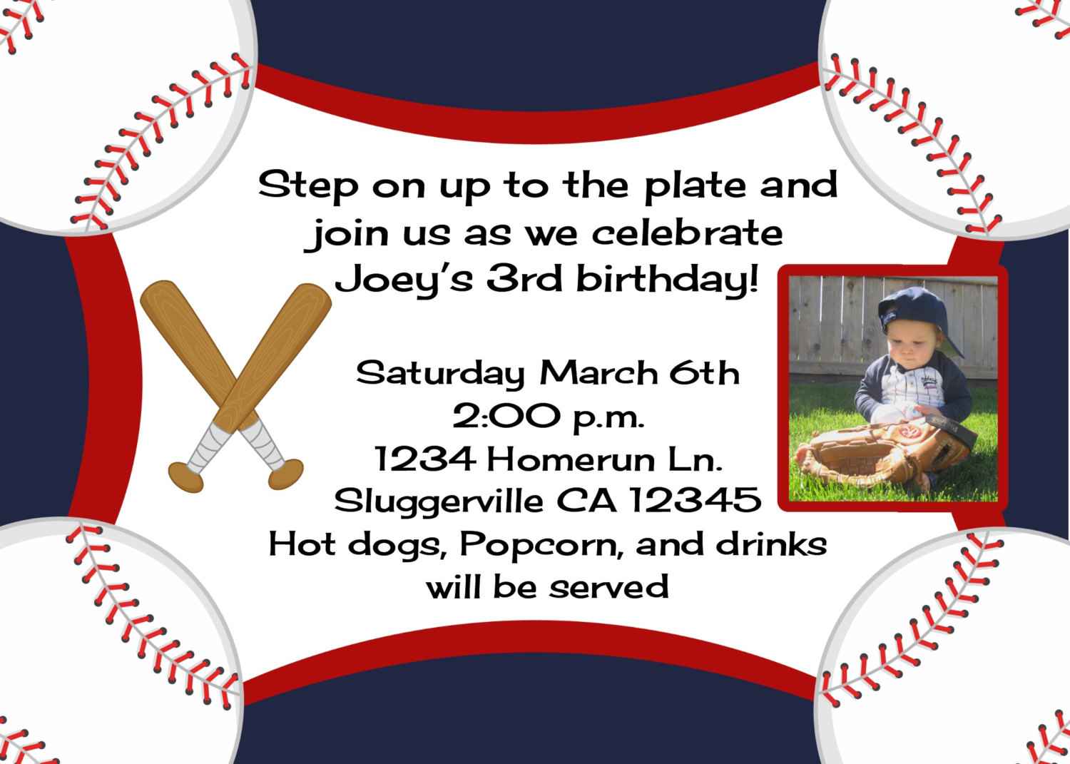 Baseball Birthday Invitations