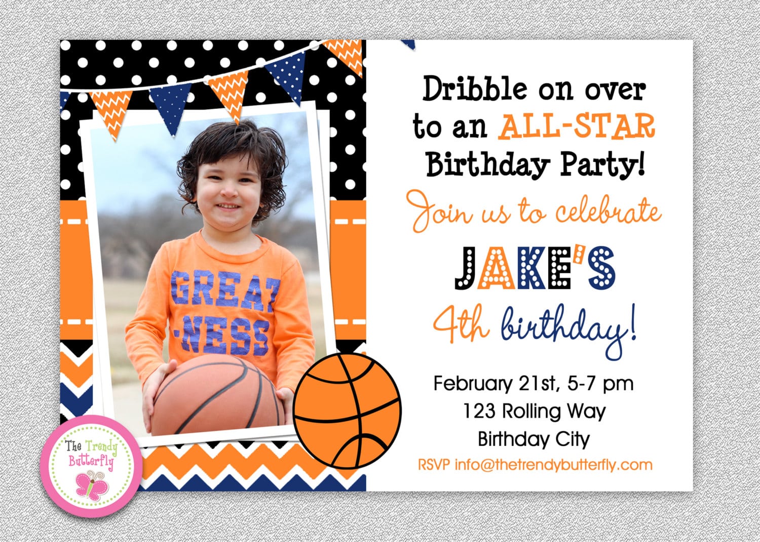 Basketball Birthday Invitation Boys Sports Birthday Party
