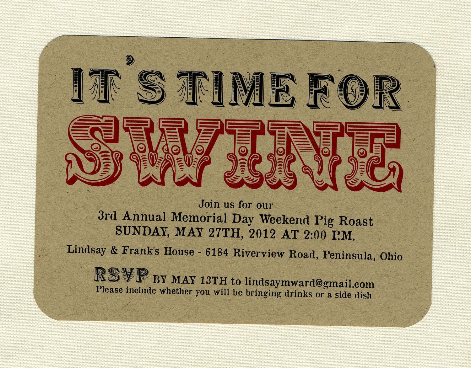 Bbq Or Pig Roast Invite