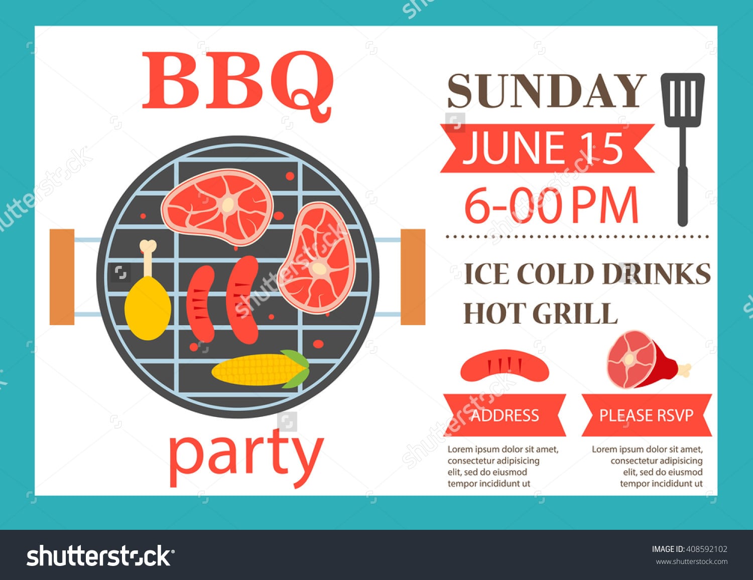 Bbq Party Invitation Barbecue Invitation Flyer Stock Vector