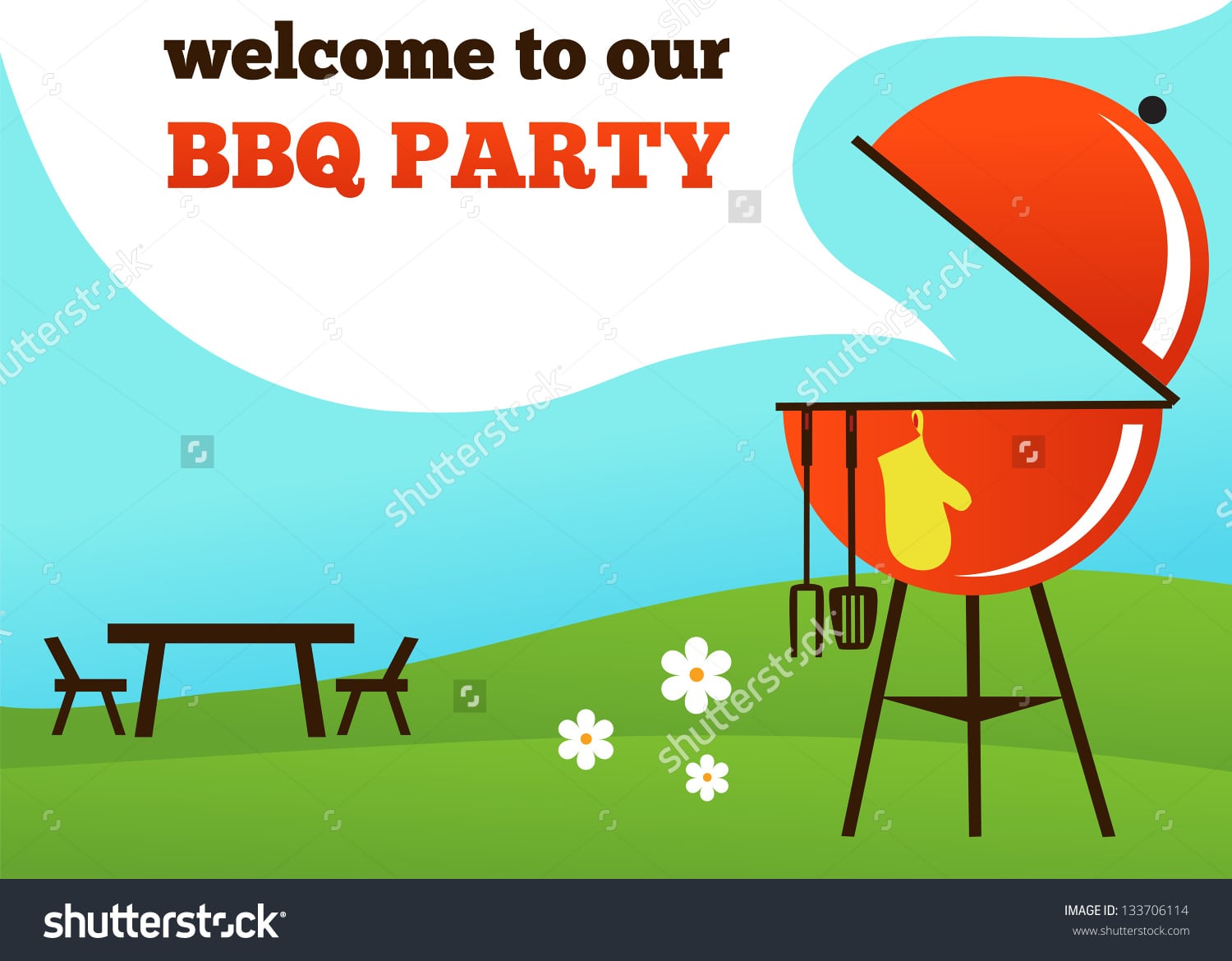 Bbq Party Invitation Stock Vector 133706114