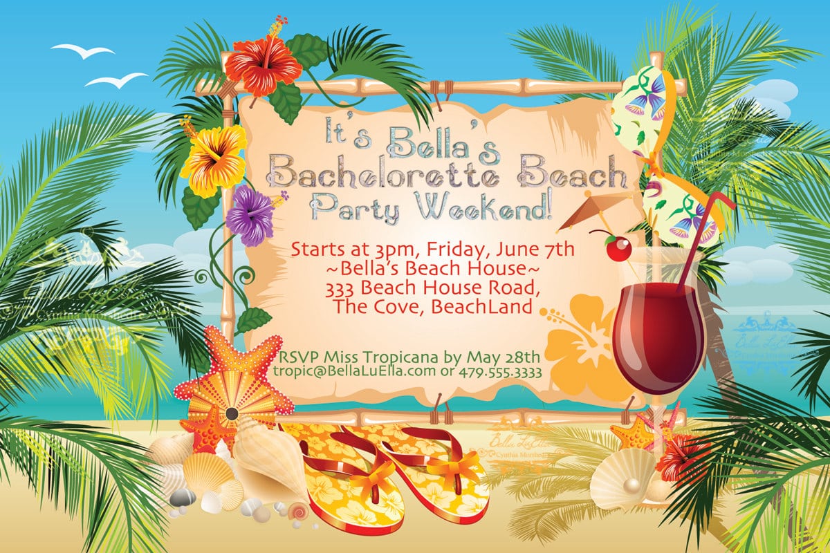 Beach Party Invitation Luau Party Summer Weekend