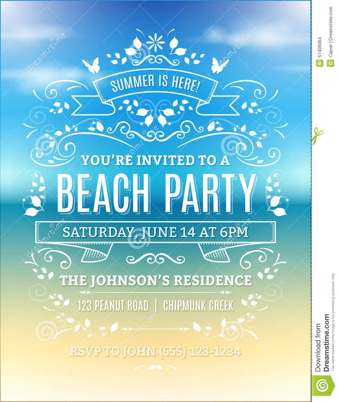 Beach Party Invitation Stock Vector