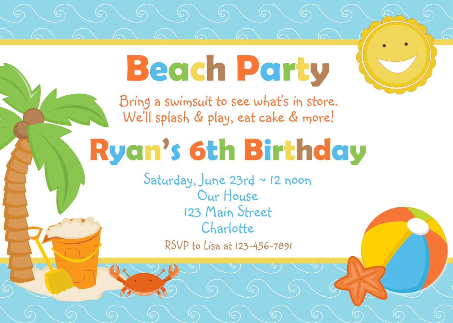 Beach Party Invitations
