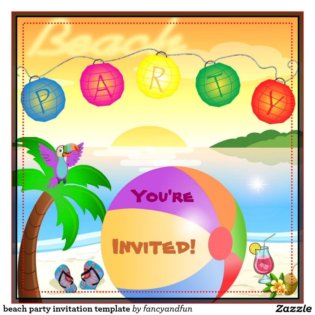 Beach Party Invitations Templates