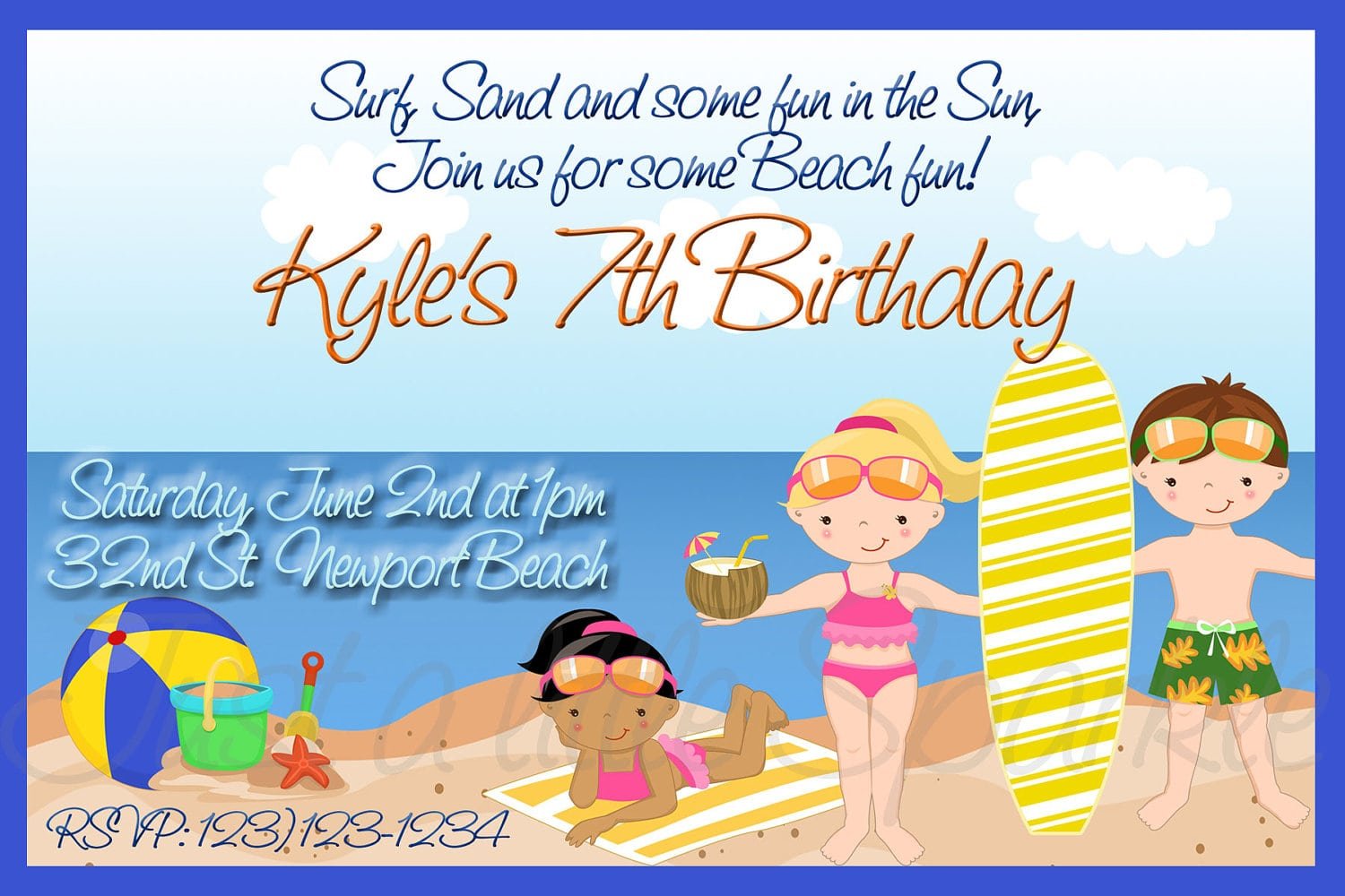 Beach Themed Birthday Party Invitation Wording