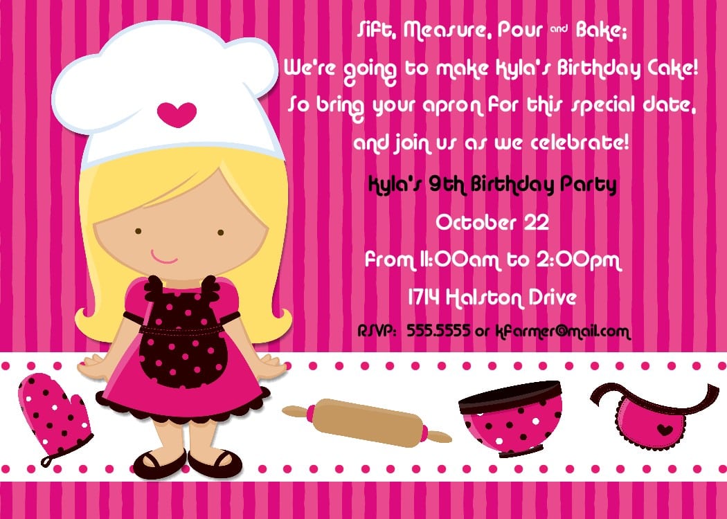 Bear River Photo Greetings  Baking Birthday Party Invitation