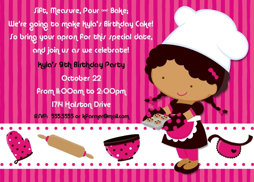 Bear River Photo Greetings  Baking Birthday Party Invitation