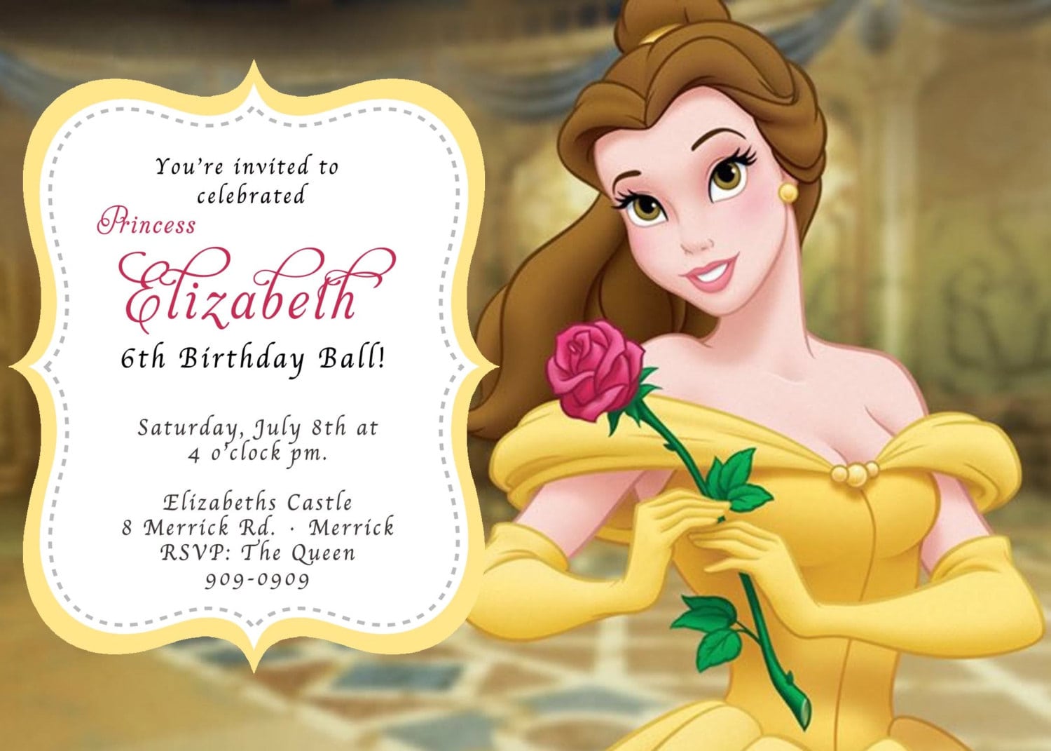 Beauty And The Beast Birthday Invitations