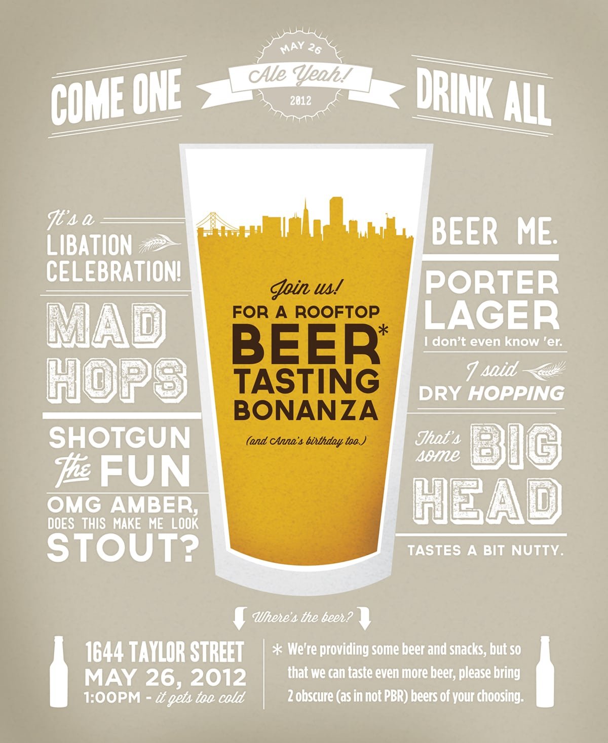 Beer Tasting Party Invite  Typography