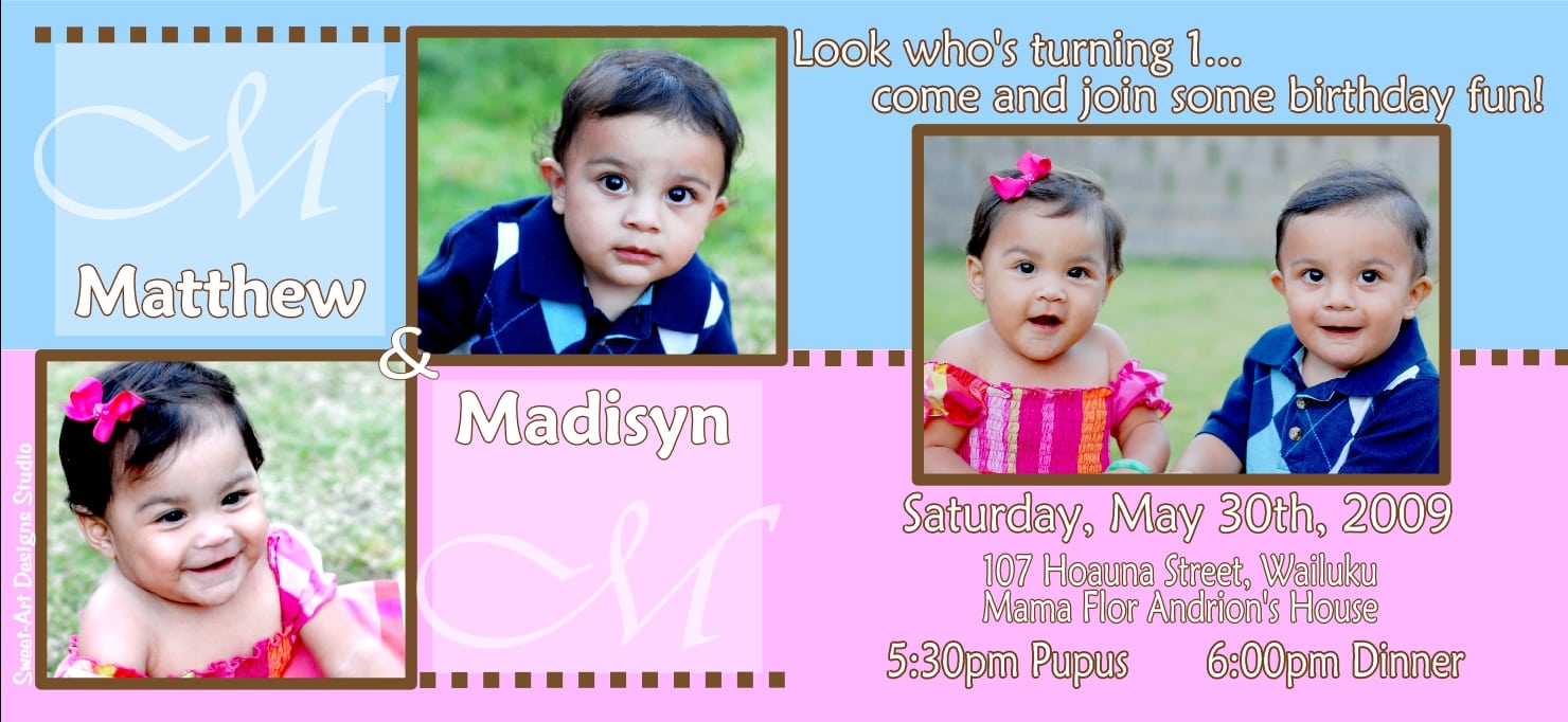 Birthday Party Invitations For Twins