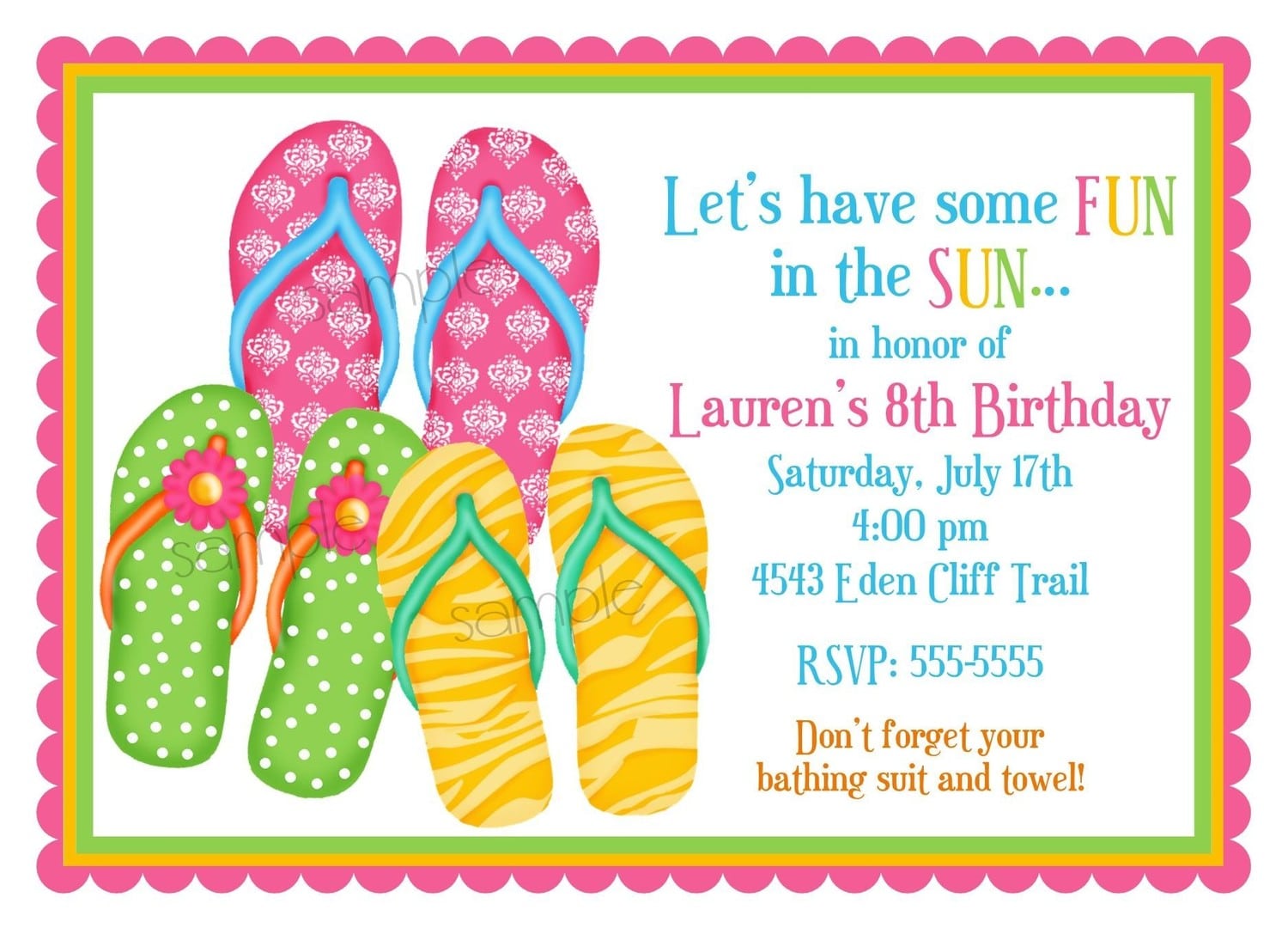 Birthday Pool Party Invitations Wording