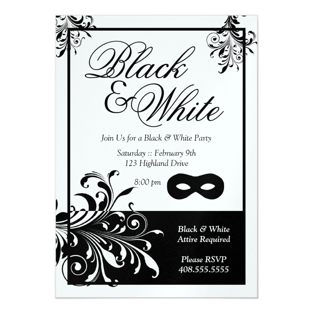 Black And White Party Invitations