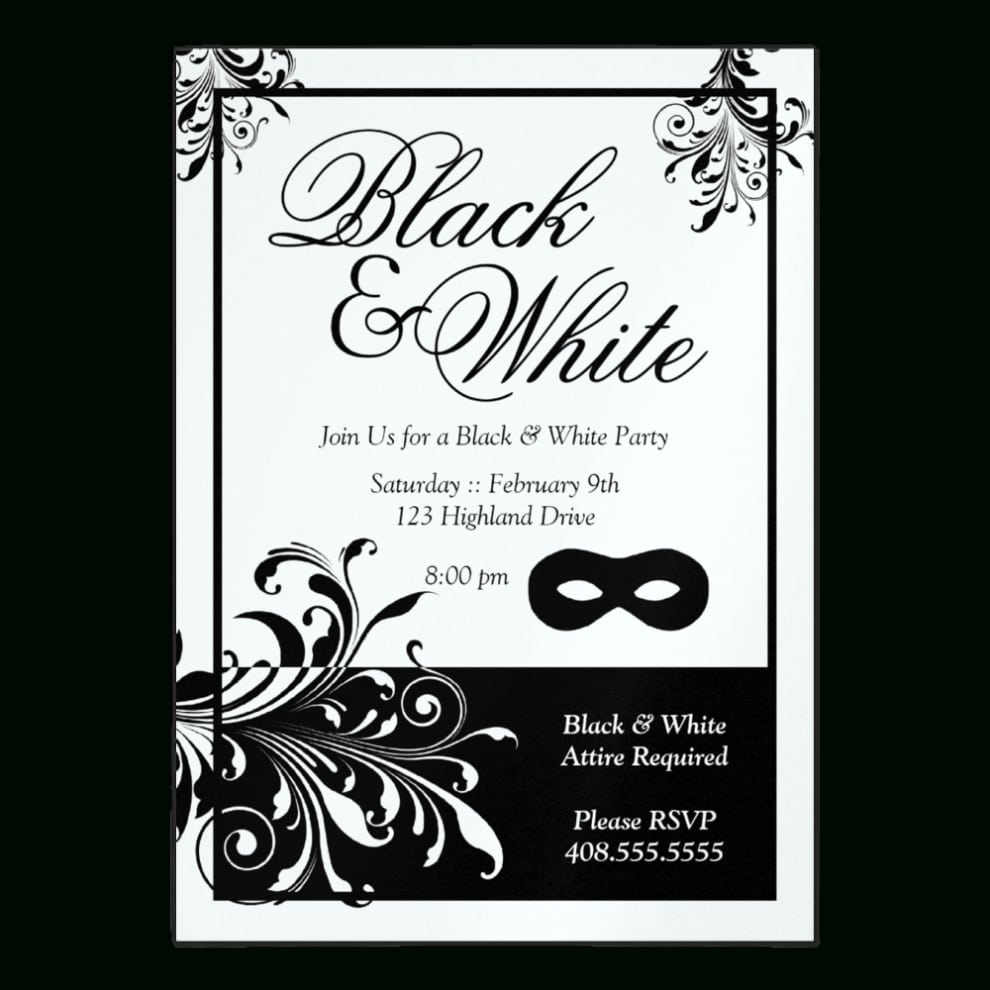 Black And White Party Invitations 2017