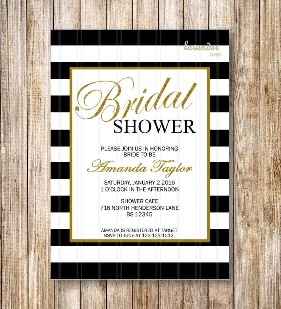 Black And White Stripes Bridal Shower Invitation, Coco Chanel