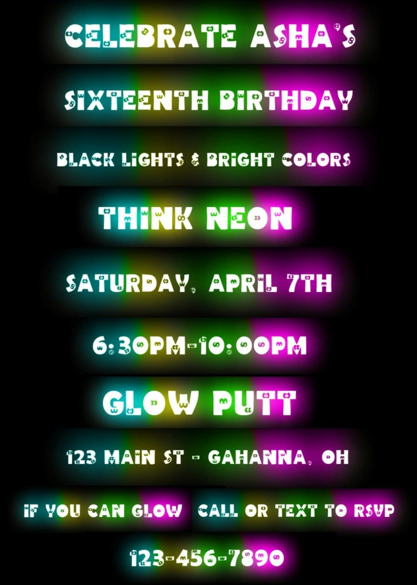 Black Light Invitation