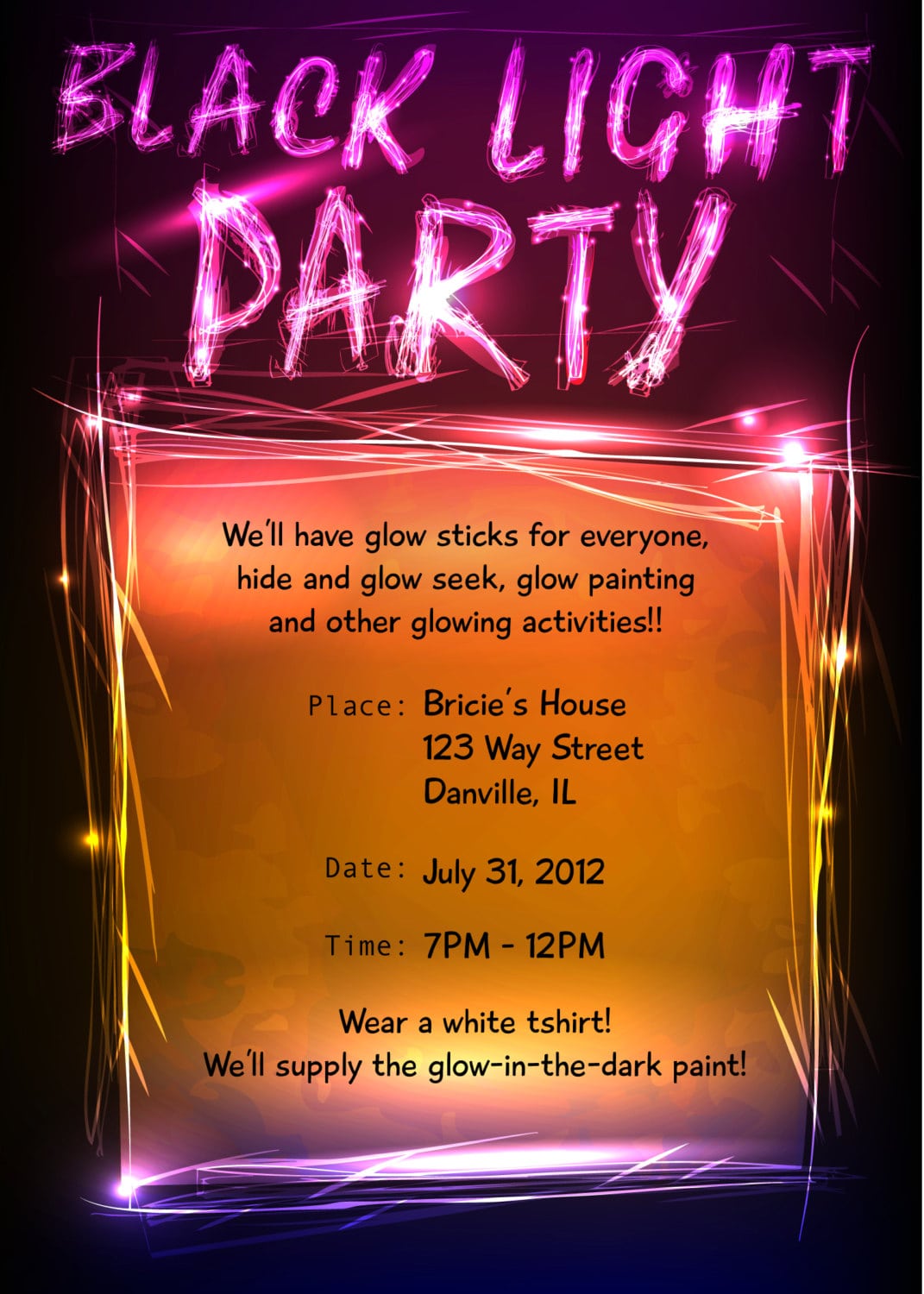 Black Light Party Invitation @joanna Szewczyk Szewczyk Hotalen
