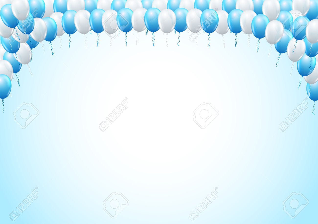 Blue Colored Balloons Top Framed Page Template For Birthday