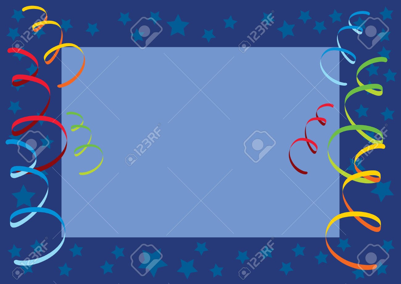 Blue Party Frame With Confetti  Carnival Party Invitations