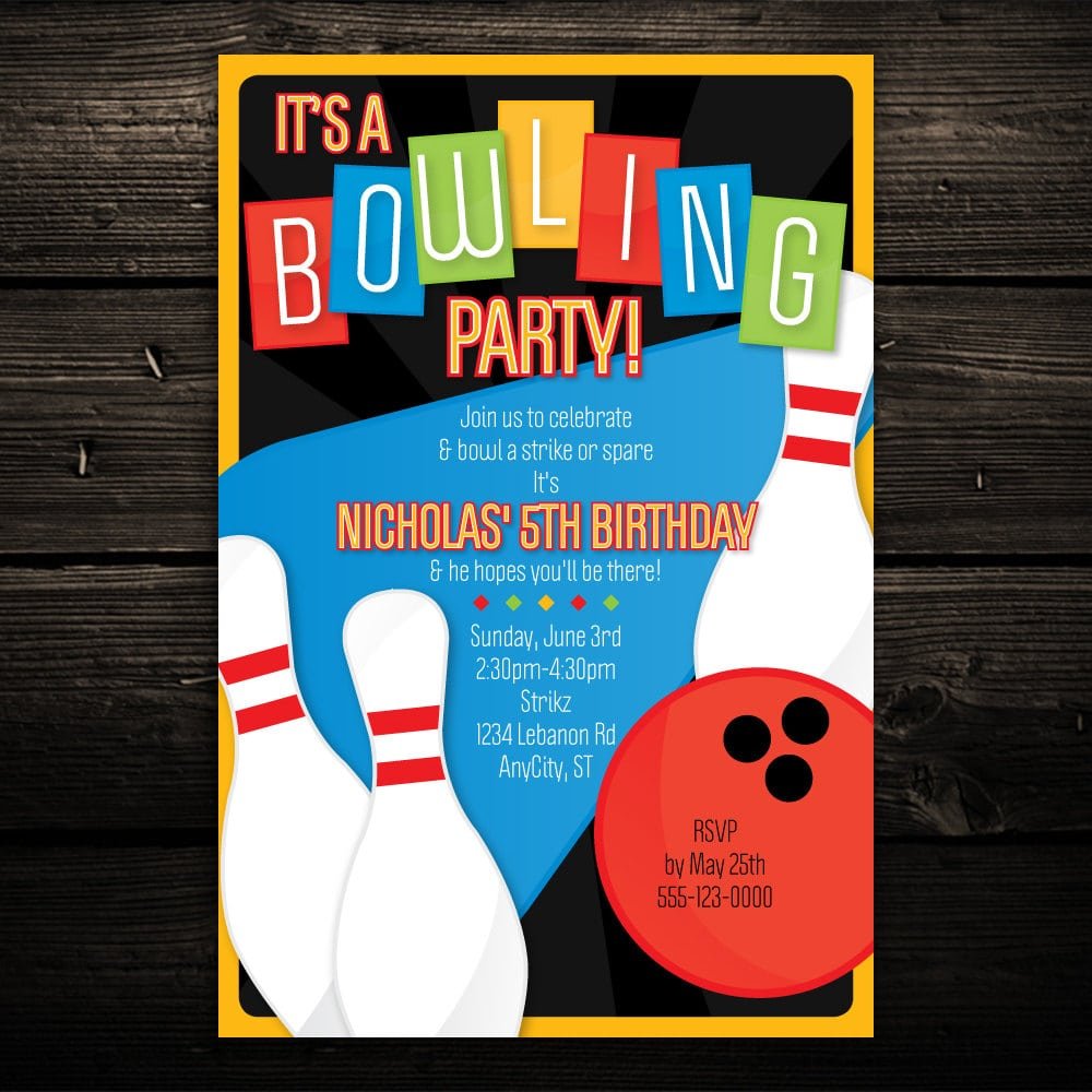 Bowling Birthday Invitations