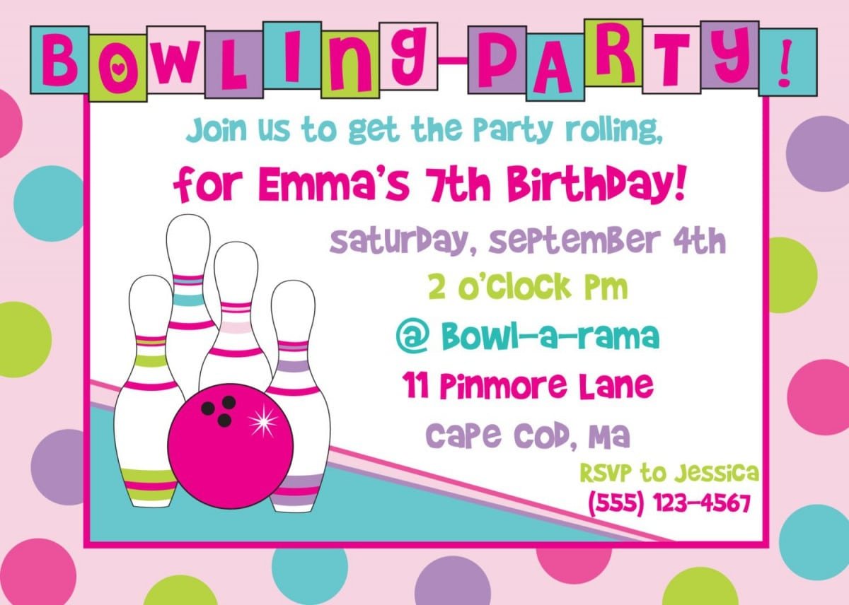 Bowling Party Invitations Printable Free