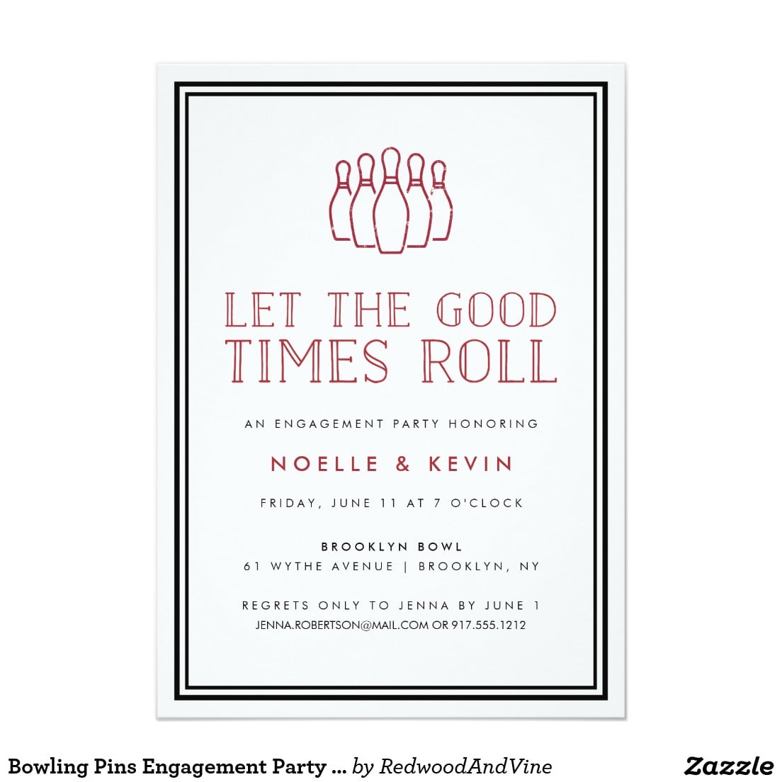 Bowling Pins Engagement Party Invitation