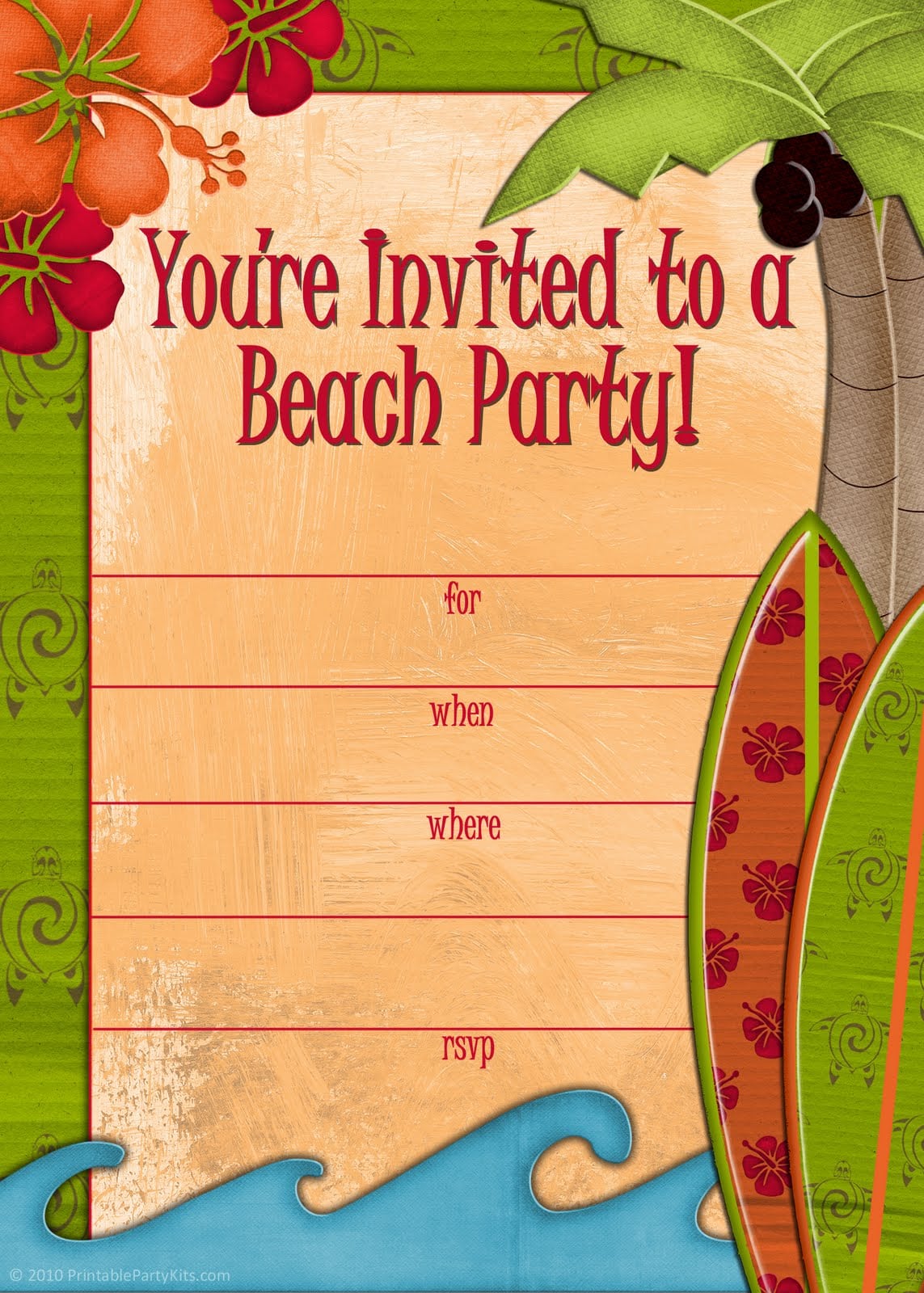 Brilliant Kids Beach Party Invitation Template Following Luxurious