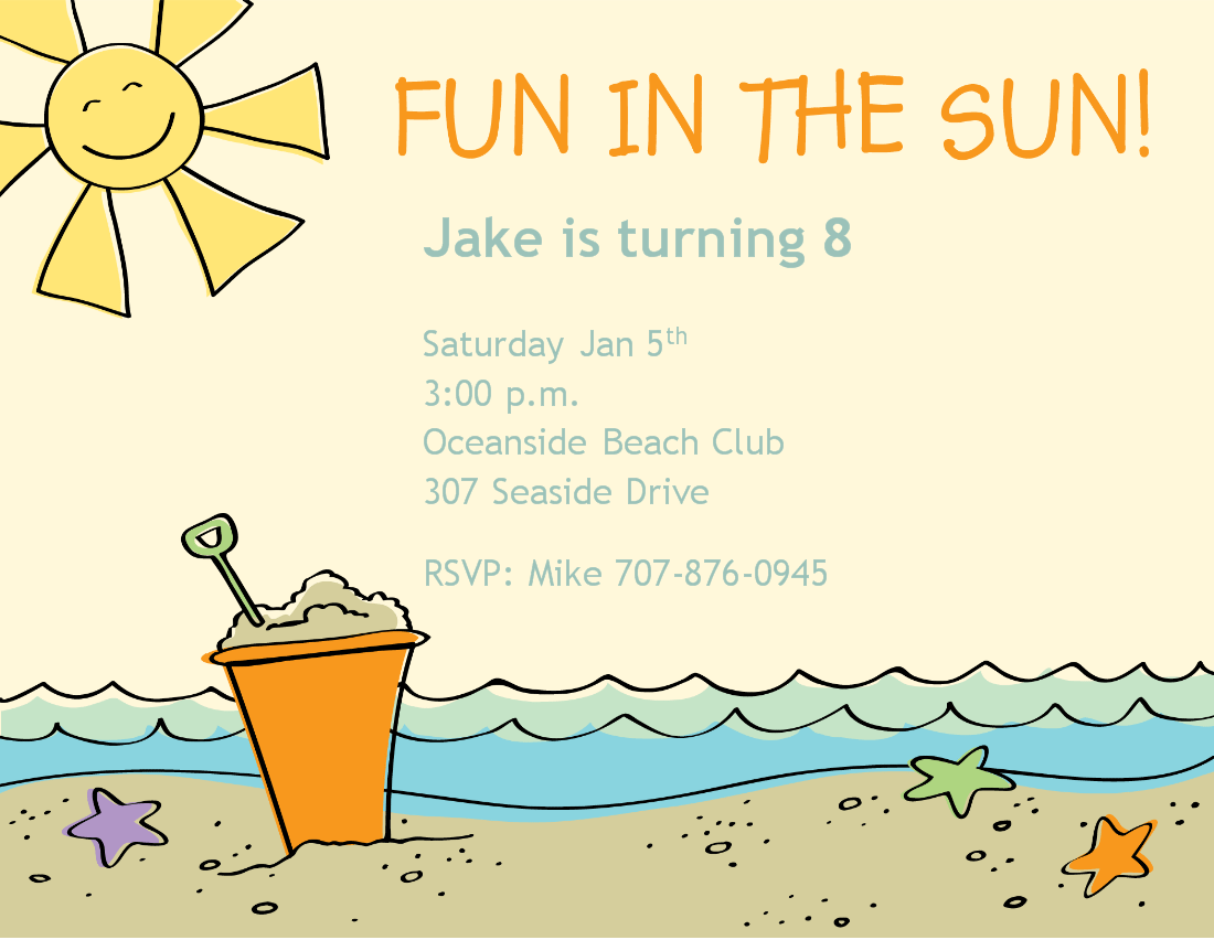 Charming Beach Party Invitation Design Idea With Breach Background