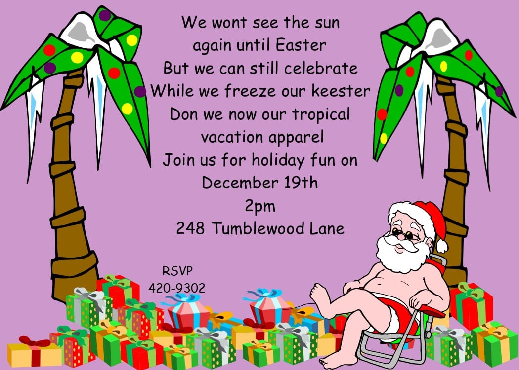 Christmas   Holiday Tropical Party Invitations 201