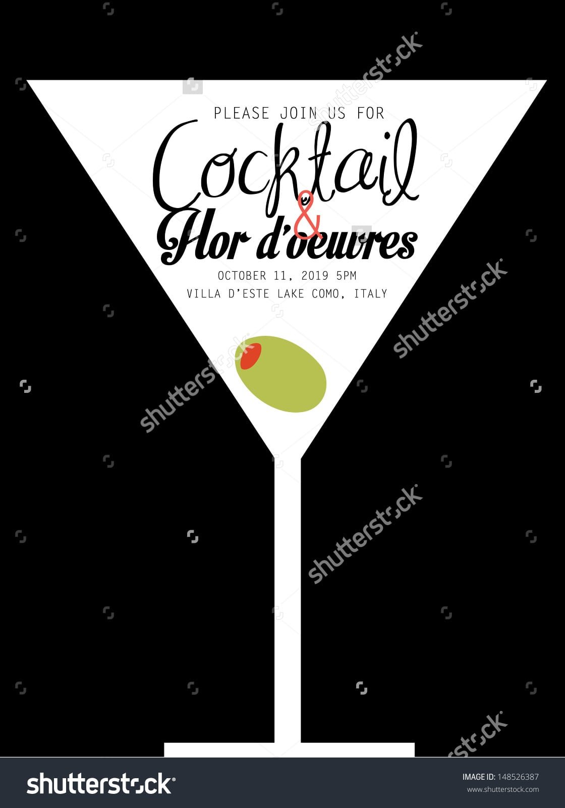 Cocktail Party Invitation Template Vectorillustration Stock Vector